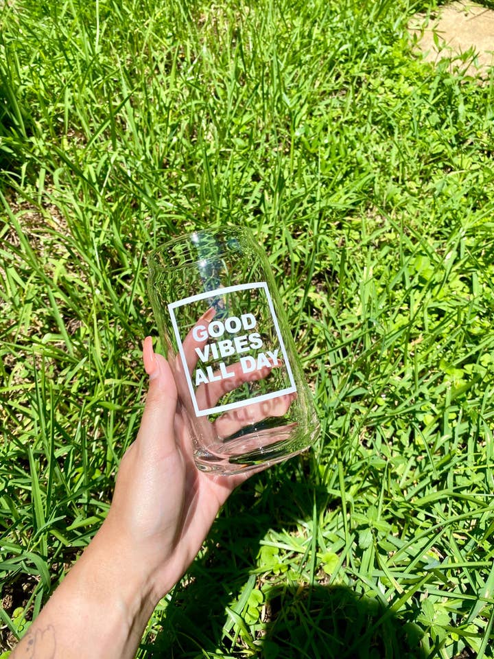 Good Vibes All Day Beer Can Glass for wholesale by Paulakoalaco