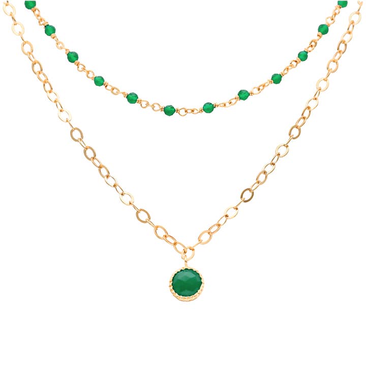 Doppelkette aus Gold und Silber mit Quaste und Steinen @515 für den Großhandel von ORUS BIJOUX