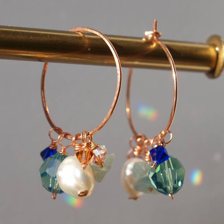 Circle Hoops Earrings with charms with keshi fresh water for wholesale by Siebijoux