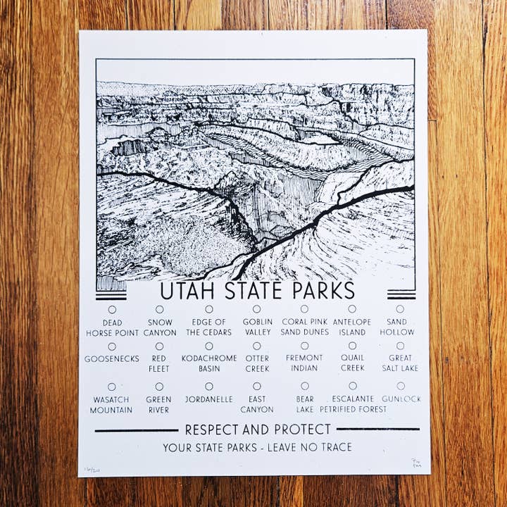 Utah State Parks - Hand-pulled Screen Print for wholesale by BC Print Media