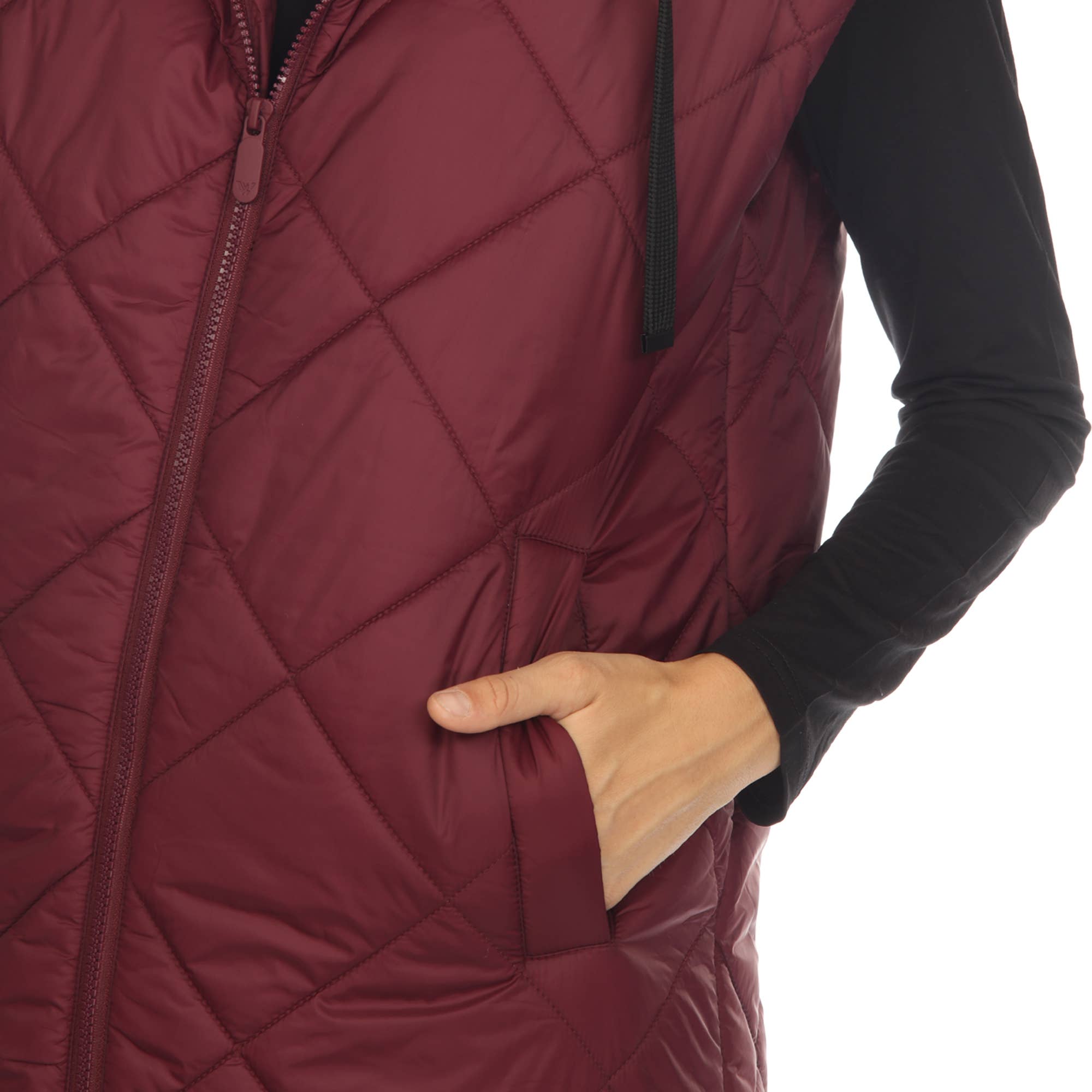 WHITE MARK - Wholesale Outerwear Vest - Women's - Women's Diamond Quilted Hooded Puffer Vest23