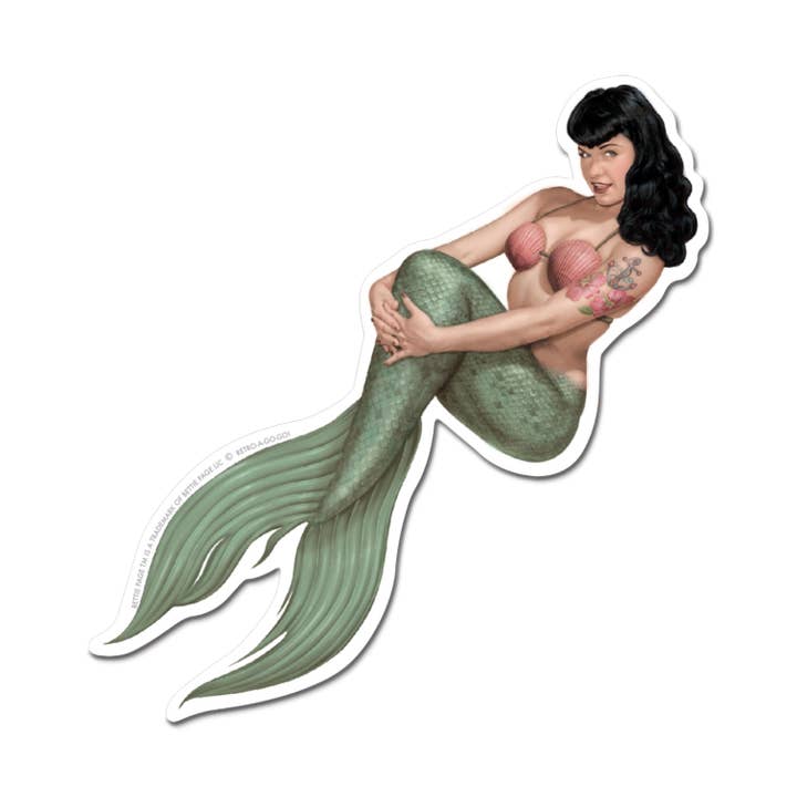 Retro-a-go-go! - Wholesale Sticker - Bettie Page Mermaid Bettie Vinyl Sticker