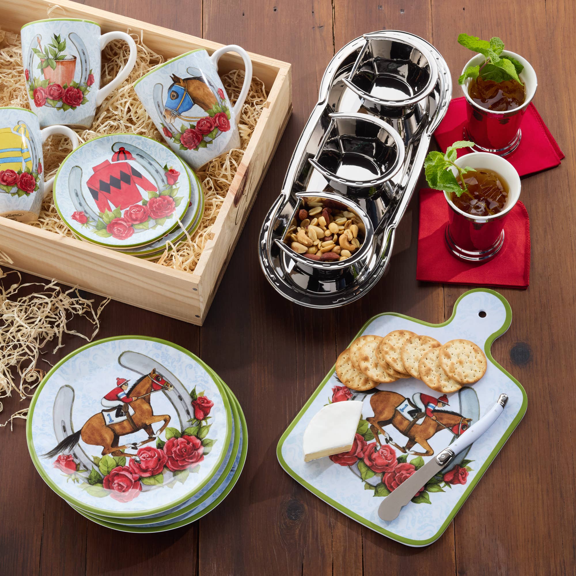 Certified International - Wholesale Cheese Board - Day at the Races Cheese Board 13.25in x 8in with Knife1