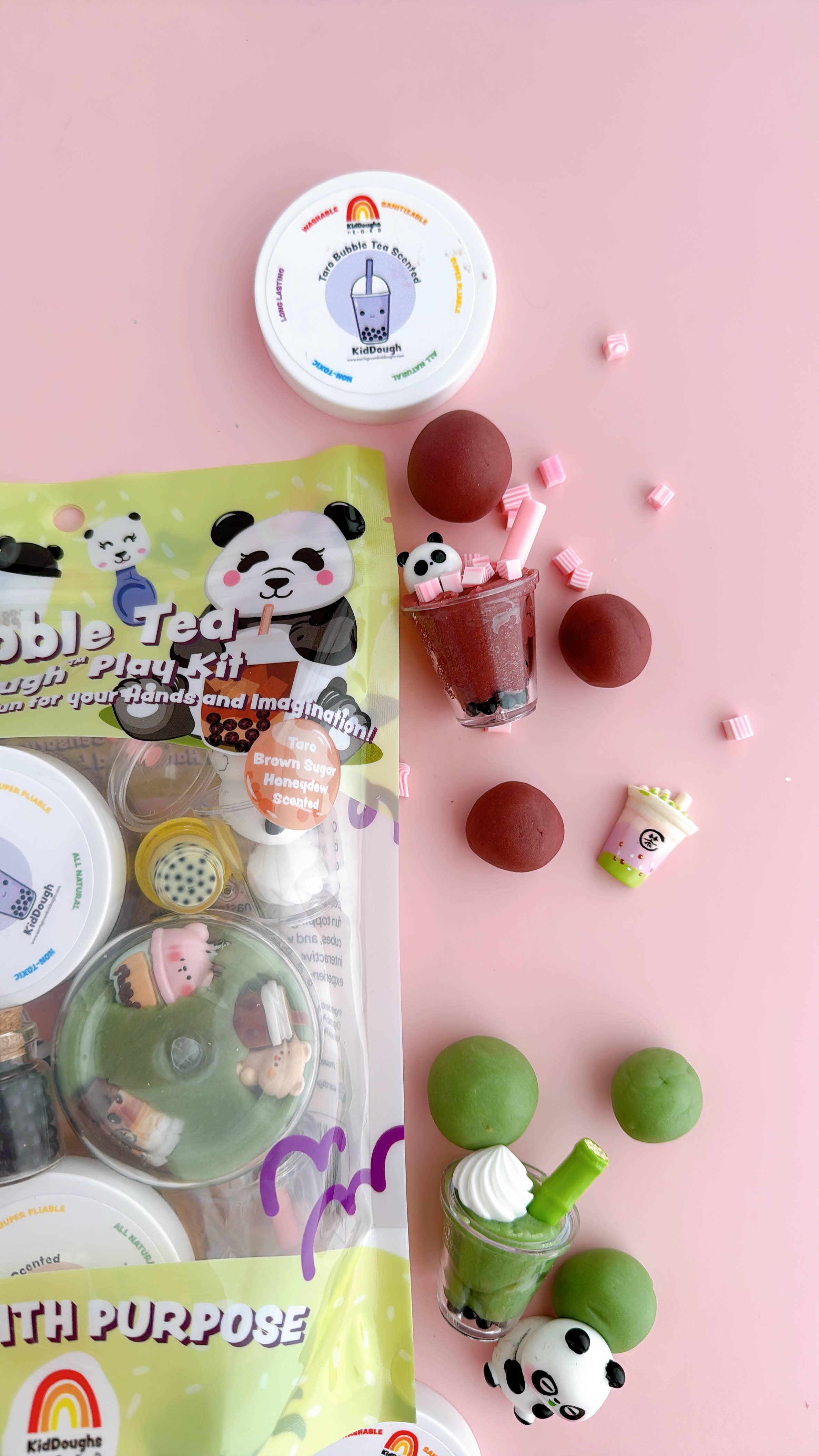 Earth Grown KidDoughs (KidDoughs by EGKD) - Wholesale Putty/slime – Child - Bubble Tea KidDough Play Kit4