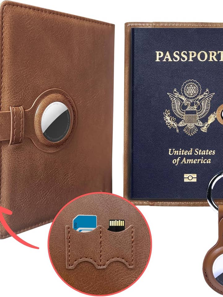 ELZAMA RFID Airtag Passport Holder with Multiple Pockets for wholesale by Elzama