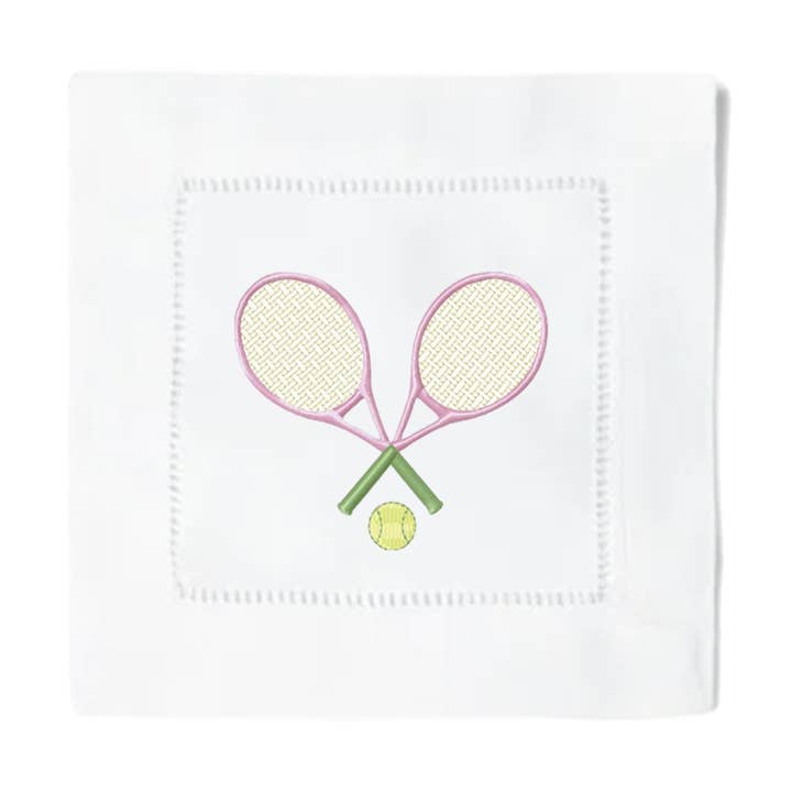 Serviettes à cocktail Tennis pour la vente par Blythe Embroidery Co.