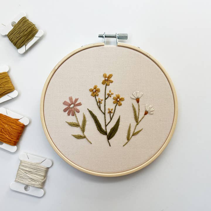 Pink Wildflower Embroidery Kit for wholesale by Urbann Nest