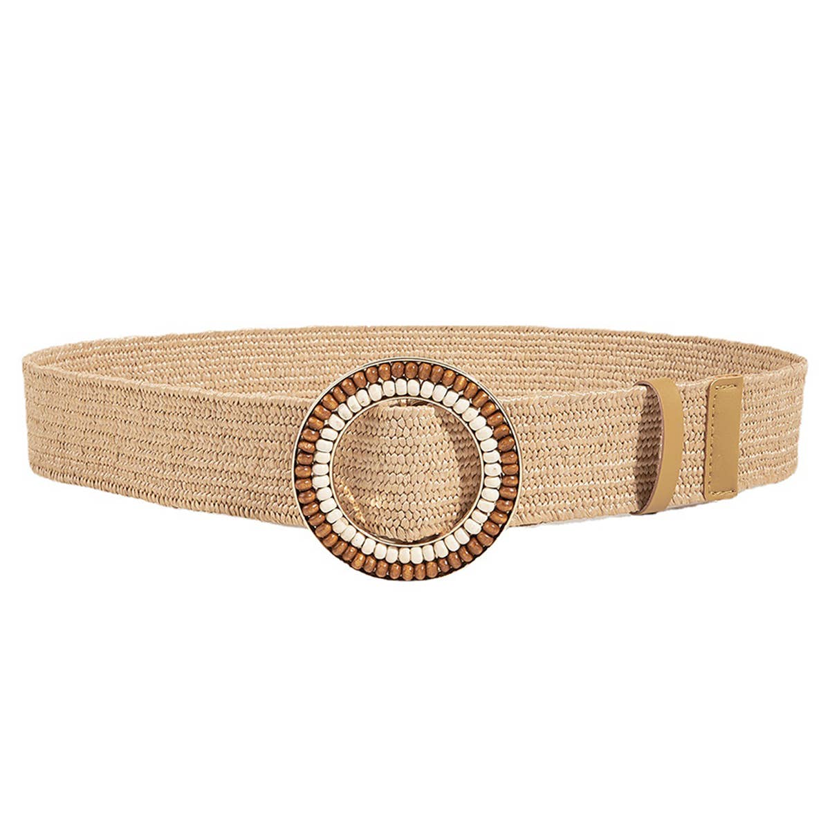 ACCITY - Wholesale Belt - Women's - HAND-EMBELLISHED ROUND BUCKLE STRAW BELT_CWABE04394