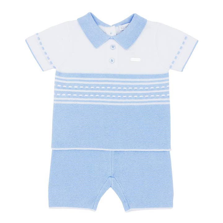 Conjunto de polo y pantalón corto de punto azul para niño (2) para venta al por mayor de Blues Baby