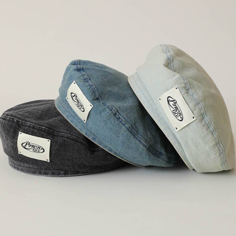 Dipped Shop - Wholesale Newsboy/Schoolboy Hat - Women's - Trendy Denim Solid Color Beret Hat DP25E9765