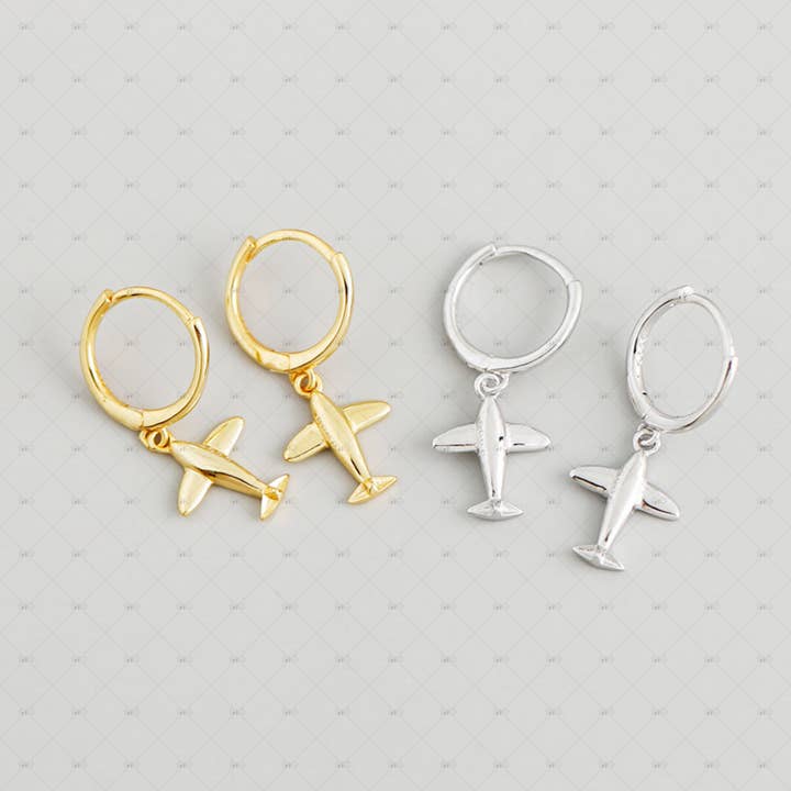 S925 Silver Aircraft Shape Round Earrings for wholesale by Gioiellin - S925 Silver Jewelry