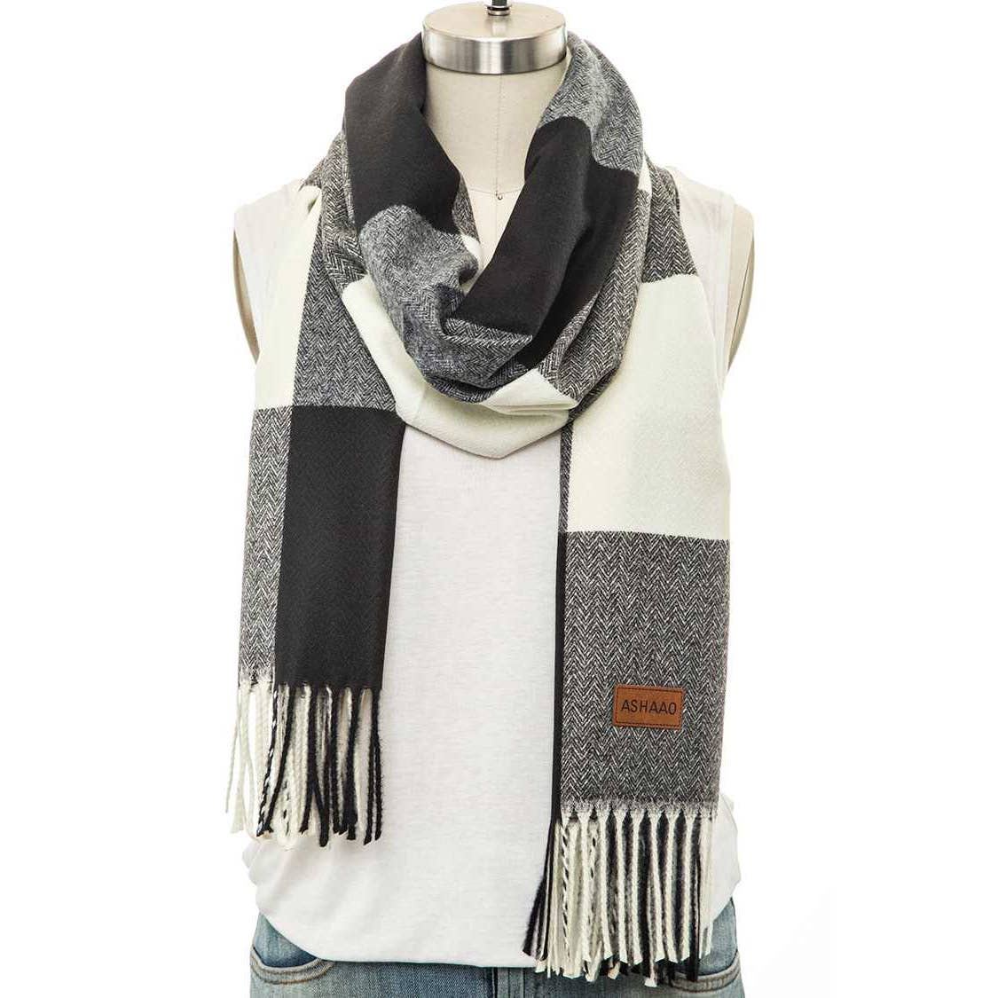 Artini Accessories - Venta al por mayor Bufanda - Mujer - Bufanda de mezcla de cachemira con estampado a cuadros0