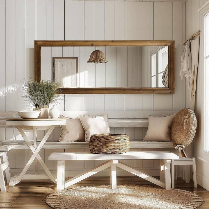 Rustic Farmhouse Full Length Mirror 64x21 Inch Wood Frame for wholesale on Faire3