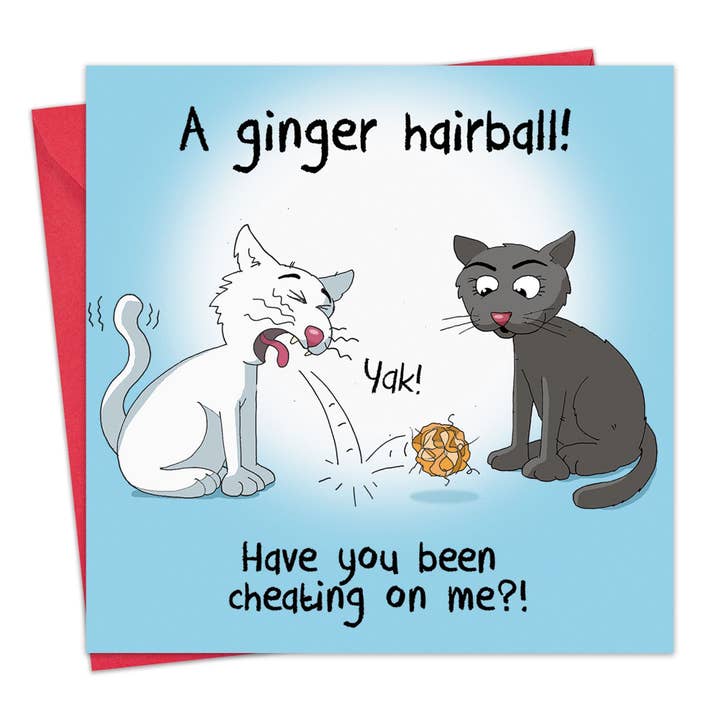 Ginger Hairball - Funny Cat Card for wholesale by Twizler Ltd