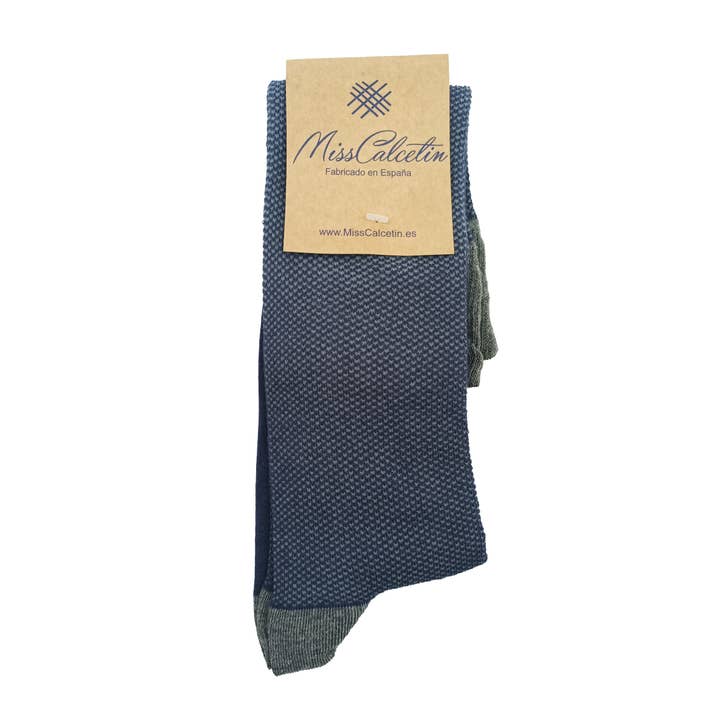 MissCalcetin Tall Cane Eye Partridge Marine-Gray for wholesale by MissCalcetin