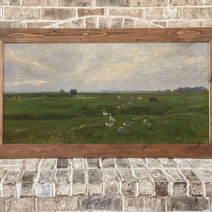 Pastorale Bauernhoflandschaft gerahmt - Enten, Kühe & offene Felder für den Großhandel von Swinford Designs