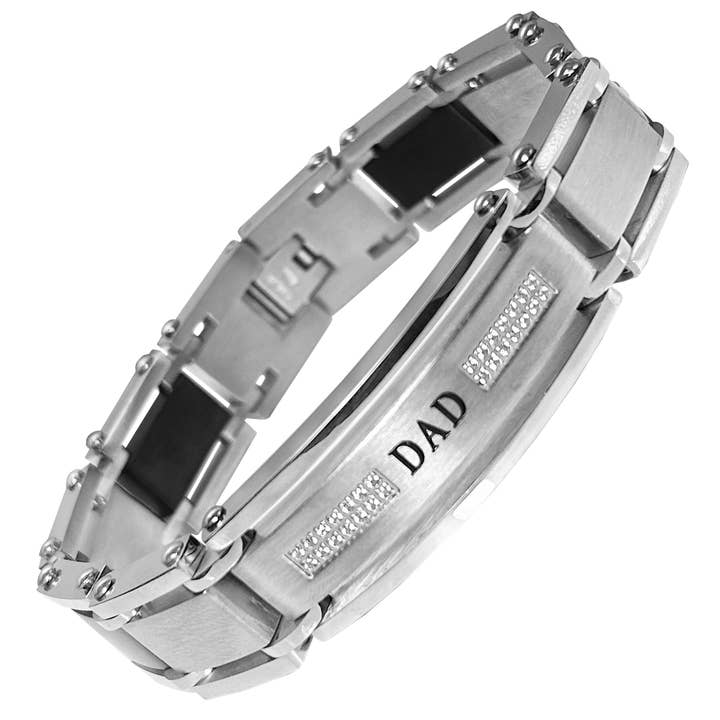 Stainless Steel Fancy 'Dad' Bracelet for wholesale by AAB Style Inc.