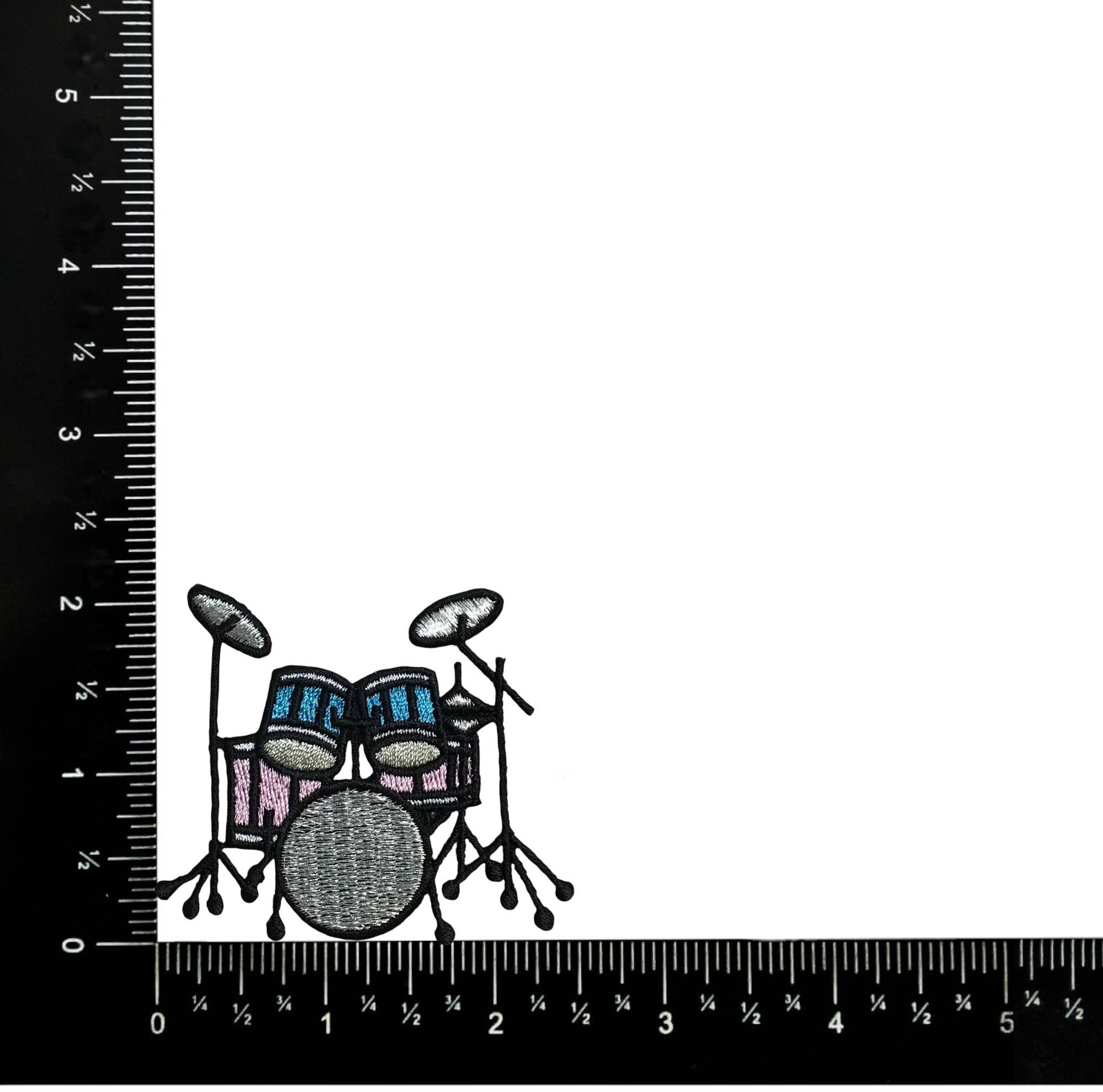 Wholesale Applique - Wholesale Patch - Drum Kit - Pink/Turquoise Musical Instrument Iron on Patch1