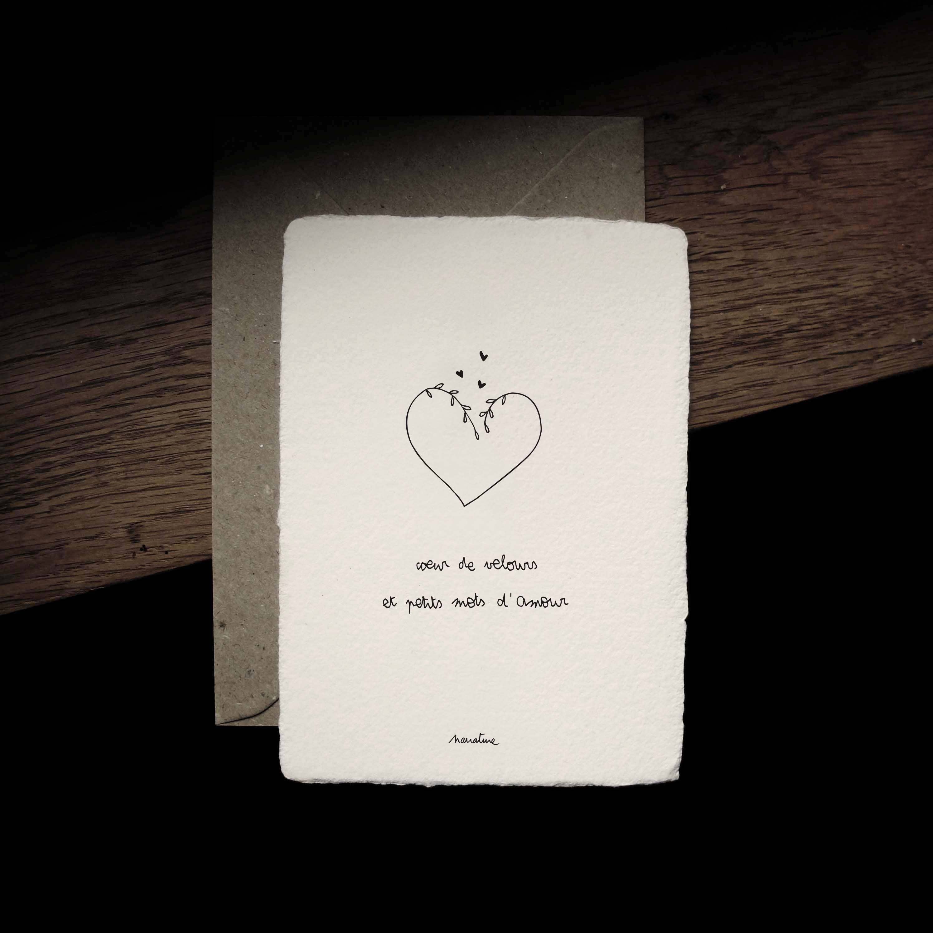 Narrature – Großhandel Liebeskarte – Velvet heart - Karte 10x15 cm mit recyceltem Umschlag