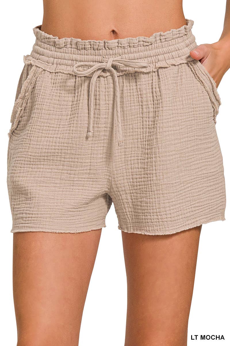 42POPS - Wholesale Shorts - Women's - ",,.._ Double Gauze Drawstring Shorts w/ Pockets12