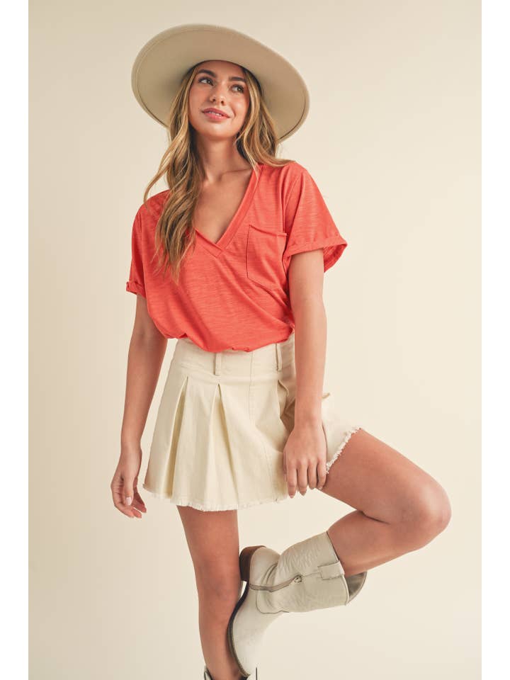 AEMI + CO - Wholesale T-Shirt - Women's - 8286DK Zoie V-Neck Short Sleeve Top 5