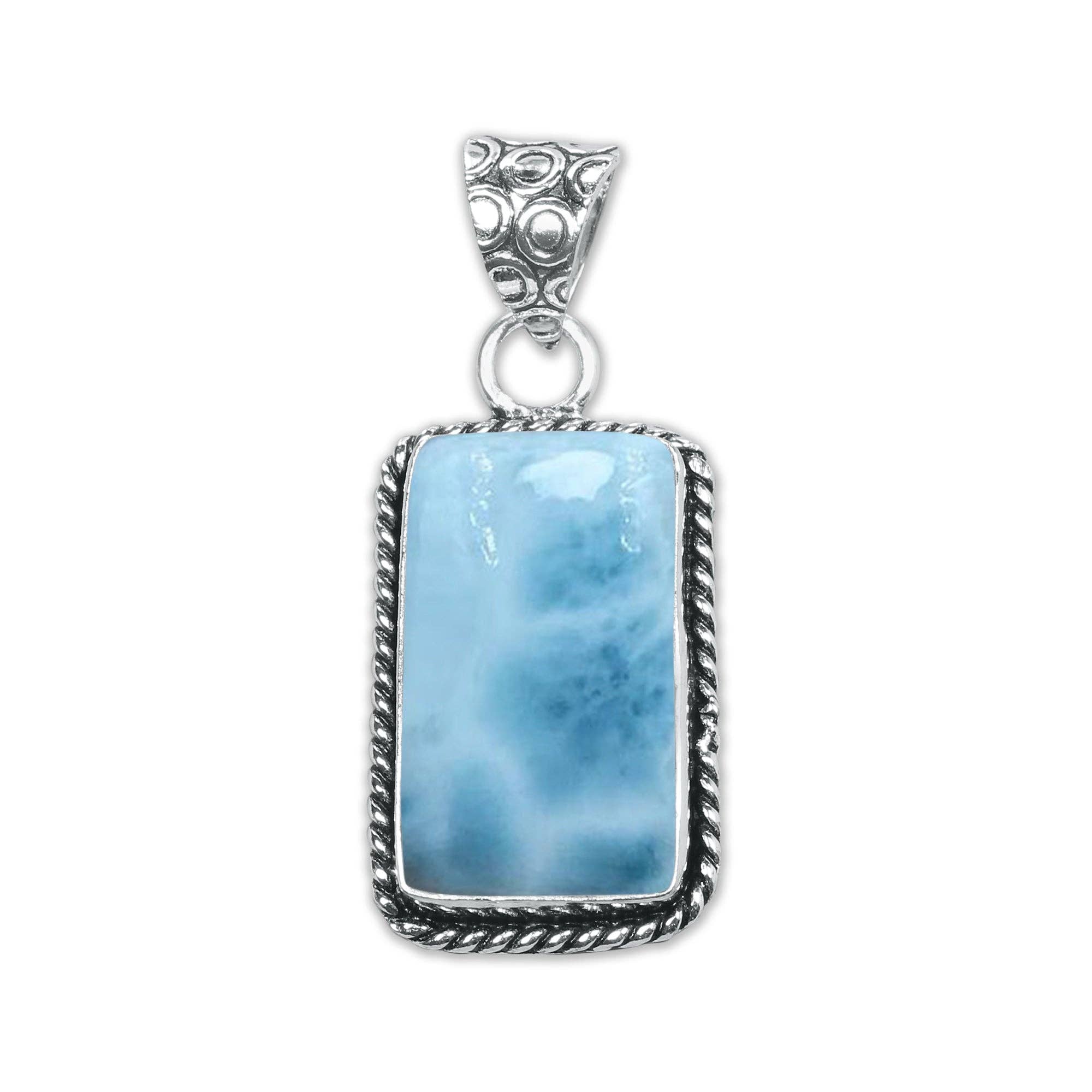 Handmade Jewels - Wholesale Individual charm/pendant - Larimar Artisan Pendants -  Handmade, Silver-Plated Brass, Wholesale (Made To Order)11