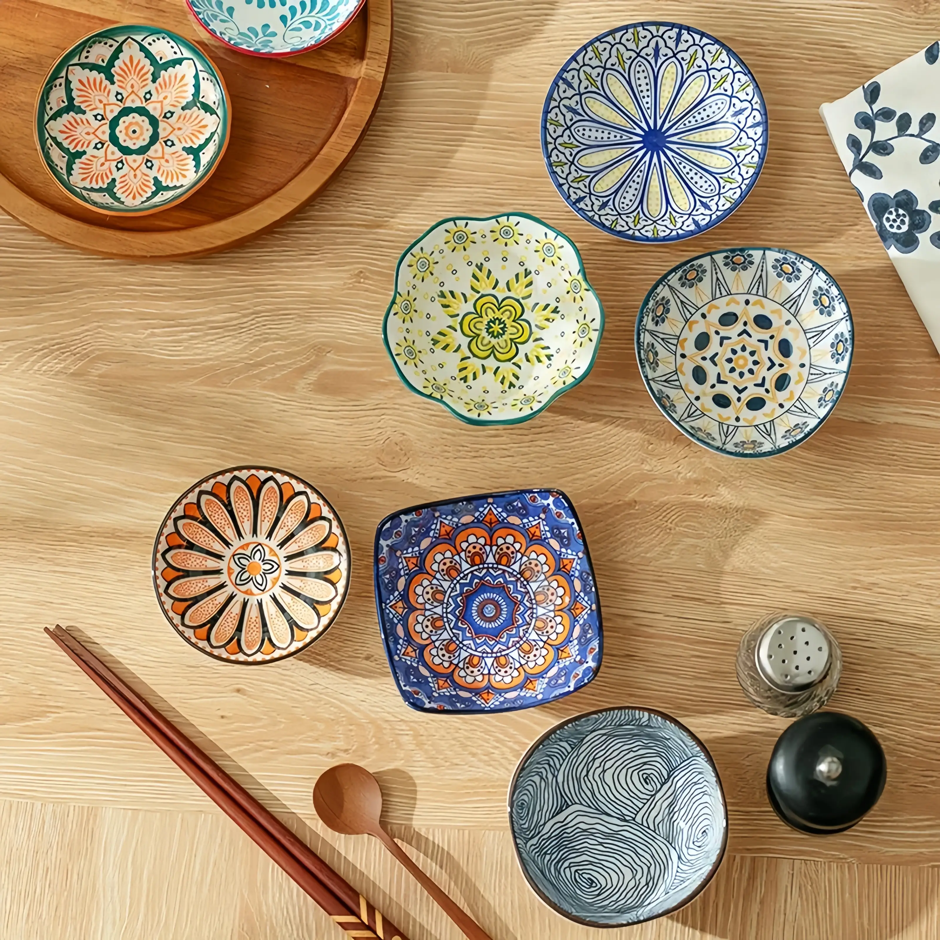 Otterware - Vente Bols à condiments/sauces - Plats à trempette en céramique style marocain (6 styles)54