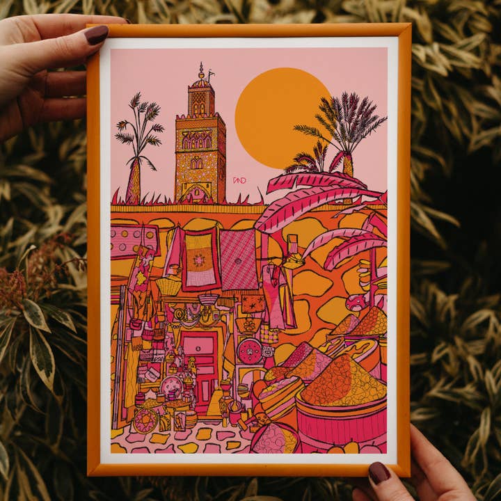 Kunstdruk in Marrakech, kunst met een reisthema voor wholesale door Freya Niamh