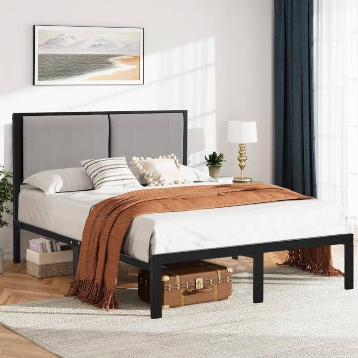 OUVR - Wholesale Bedroom Furniture - Queen Bed Frame, Platform Bed Frame with Headboard, Bed Fram2