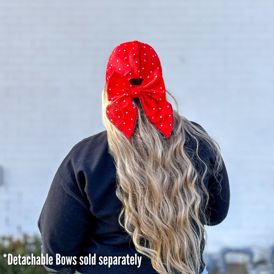 Red Sprite Hats - Wholesale Baseball Cap - Women's - Magical Baseball Caps + Detachable Bows, Hidden Ponytail Hat68