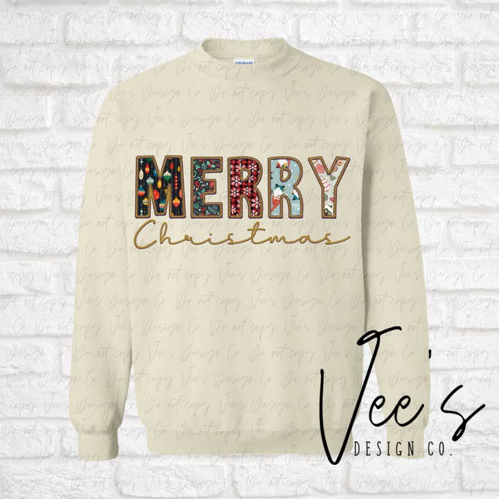 Merry Christmas Crewneck for wholesale by Vee's Design Co.