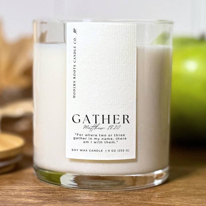 Gather | Caramel Apple Festival | 9 oz. Soy Candle for wholesale by Modern Roots Candle Co.