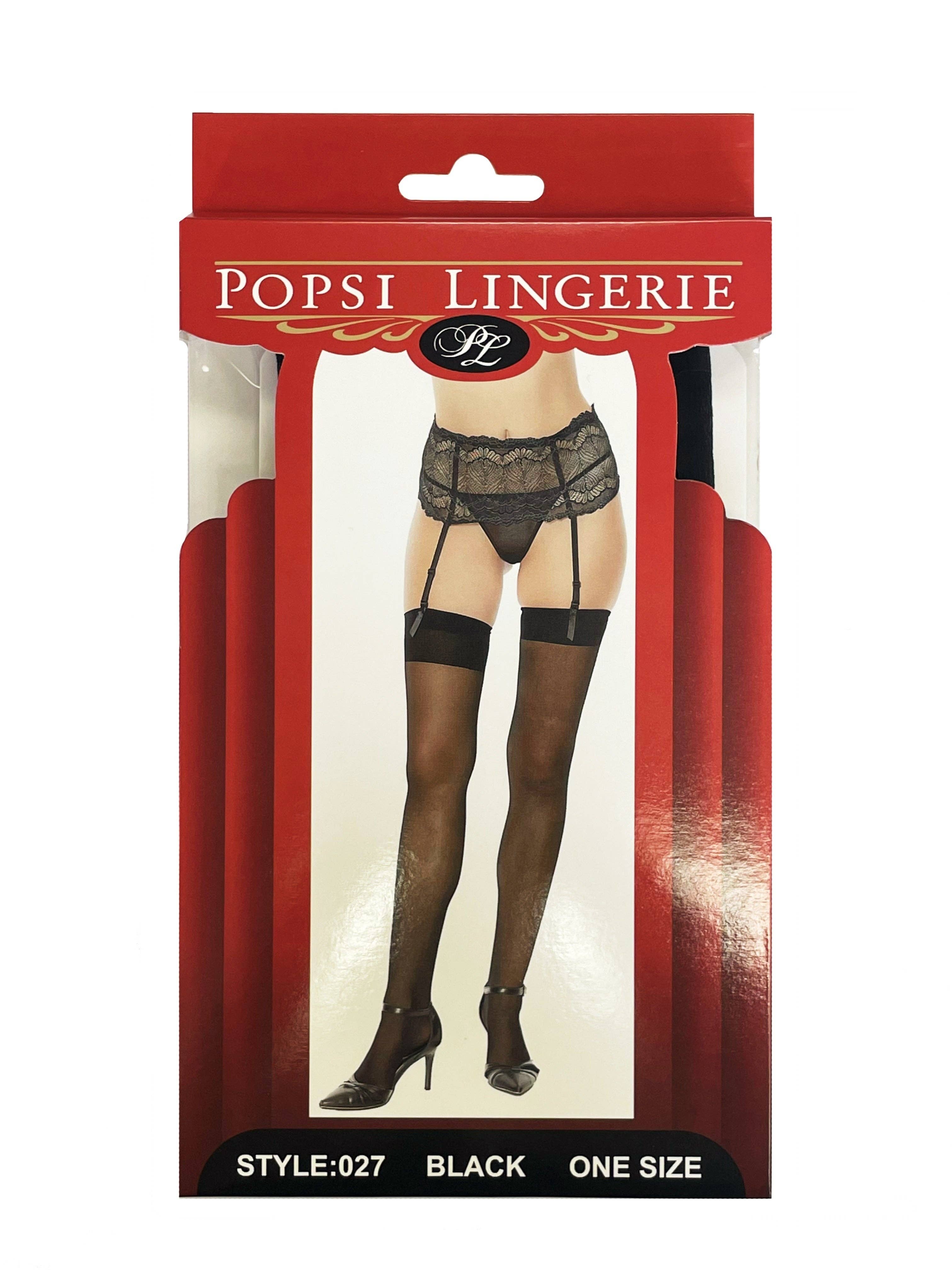Black Sheer Thigh High With Back Seam (BOXED) for wholesale on Faire2