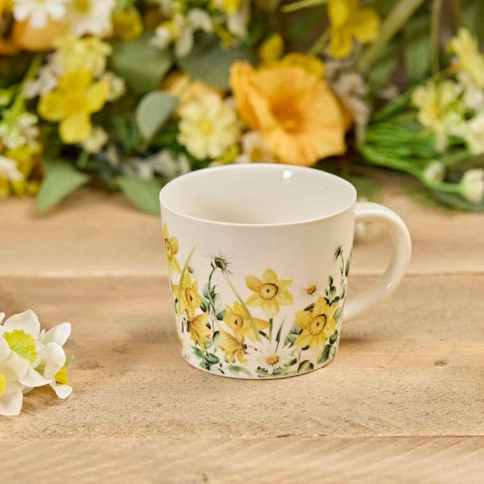 Langs - Wholesale Coffee Mug - Stoneware Daffodil and Daisy Mug Full Wrap0