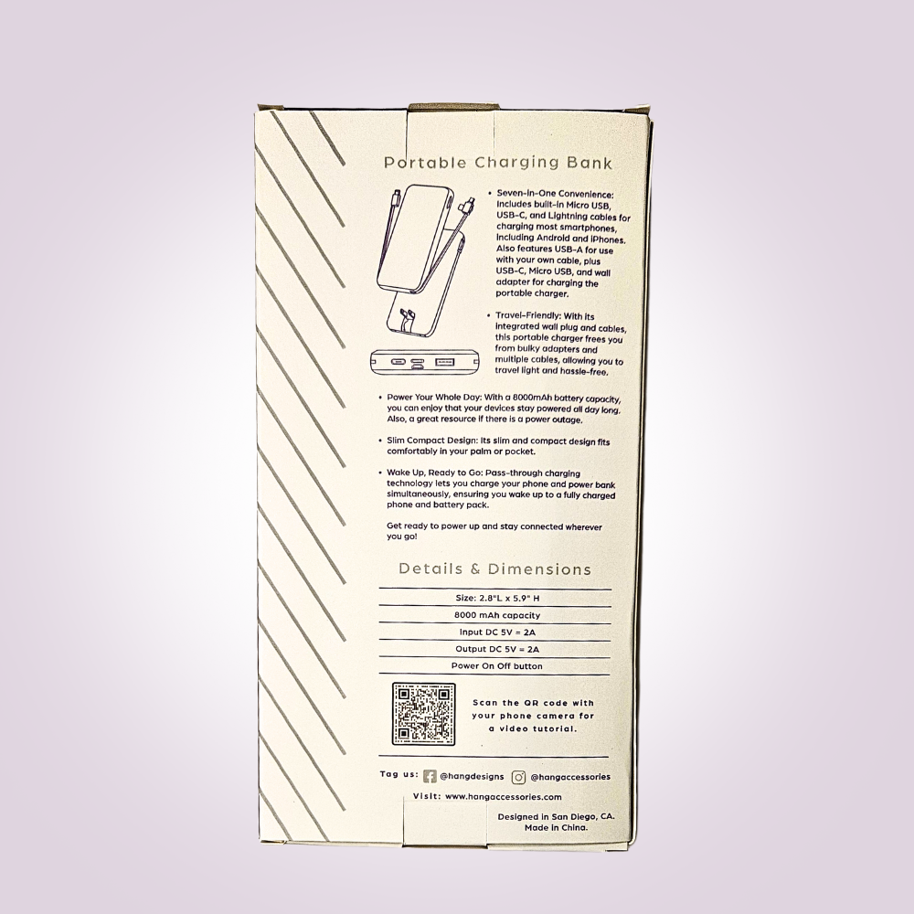 Hang Accessories - Wholesale Portable Charger - Champagne Portable Phone Charging Bank with Cords5