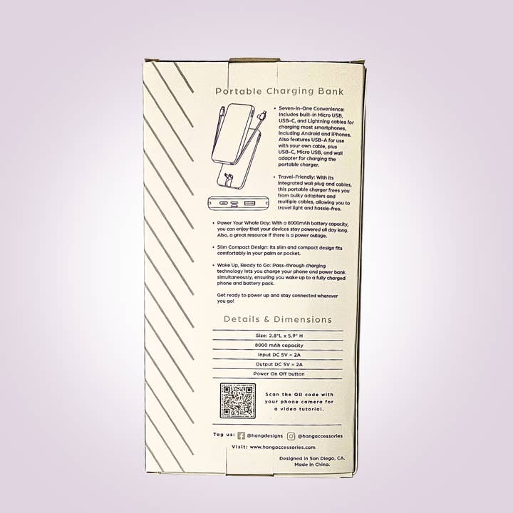 Hang Accessories – wholesale Portable charger – Champagne Portable Phone Charging Bank with Cords5