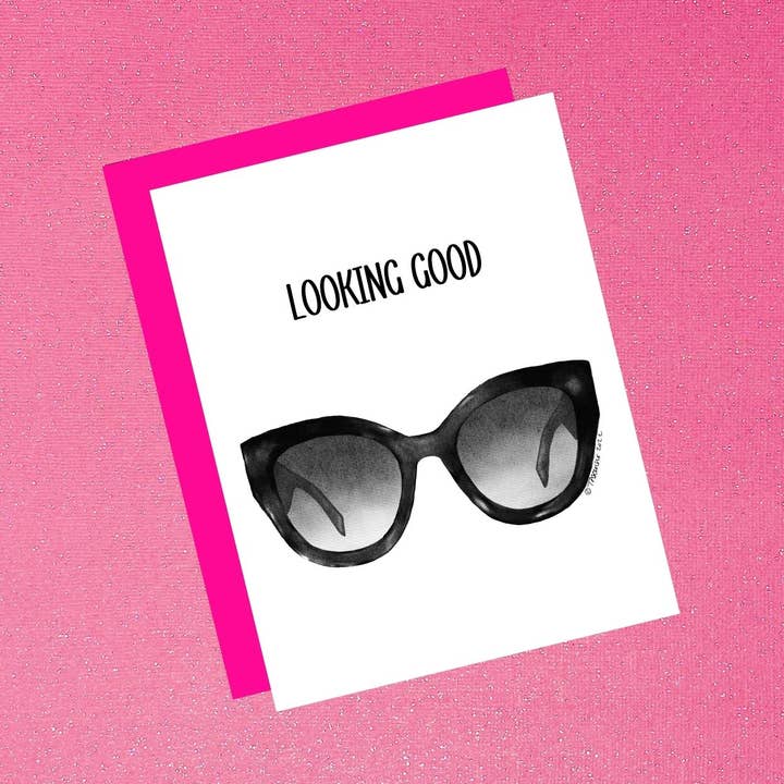 Carte de vœux humoristique Thinking Of You, illustration de mode pour la vente par Tiffany Ascensio Designs | Watercolor Greeting Cards