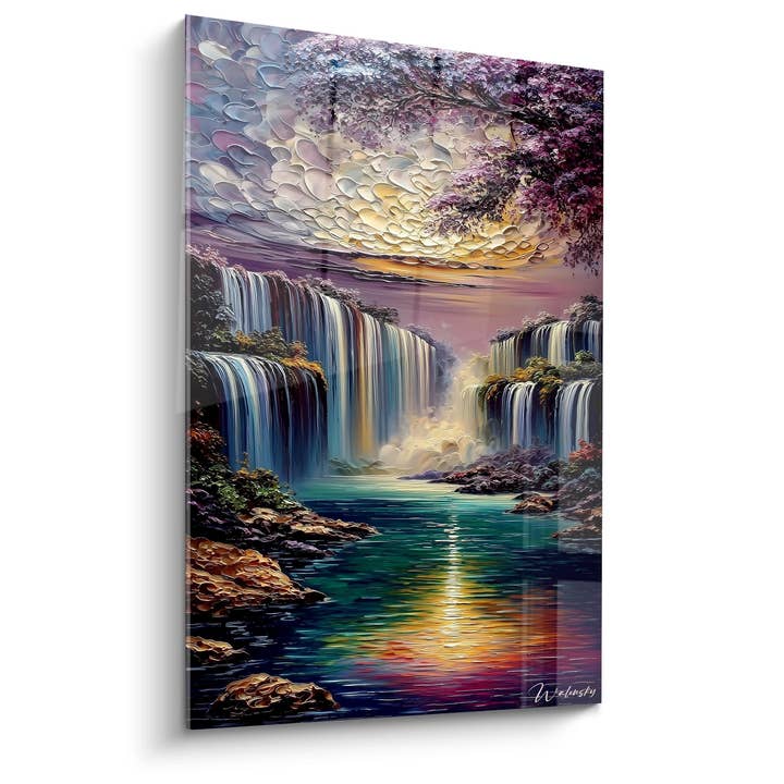Majestic Waterfall Painting - Symphony of Golden Waters - Cascade Edition for wholesale by Walensky