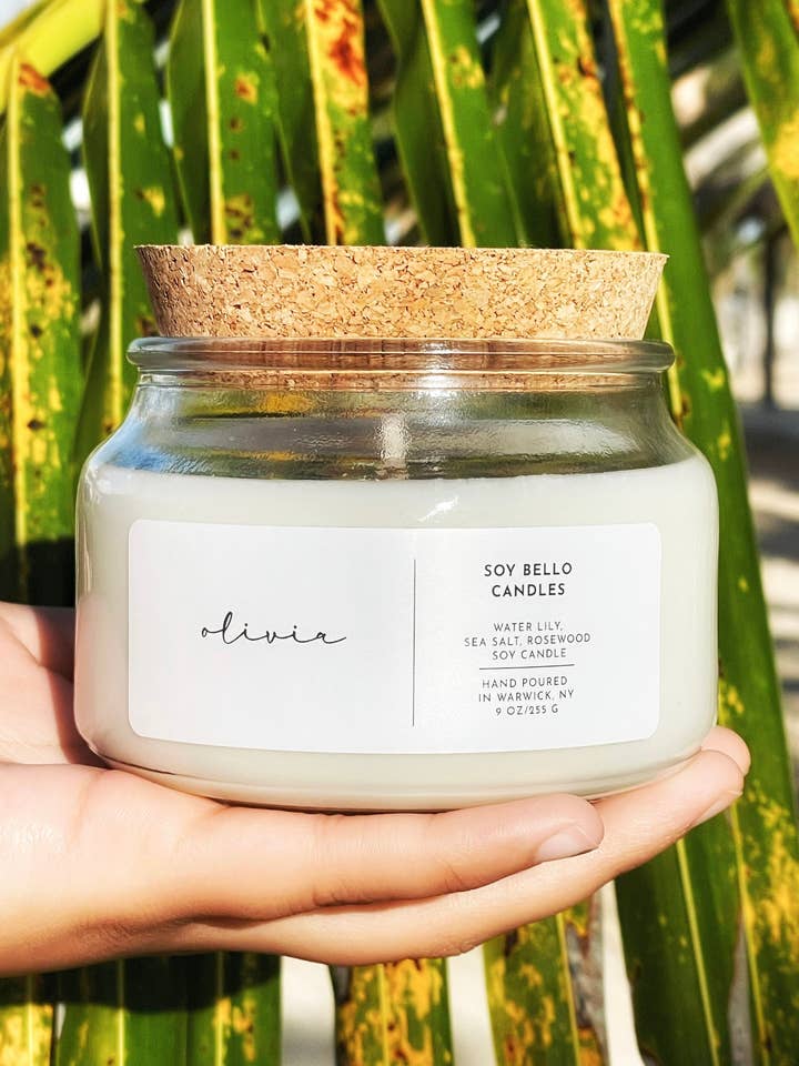 Olivia -Soy Wax Candle 9oz- Luxury Candle for wholesale by Soy Bello Candles