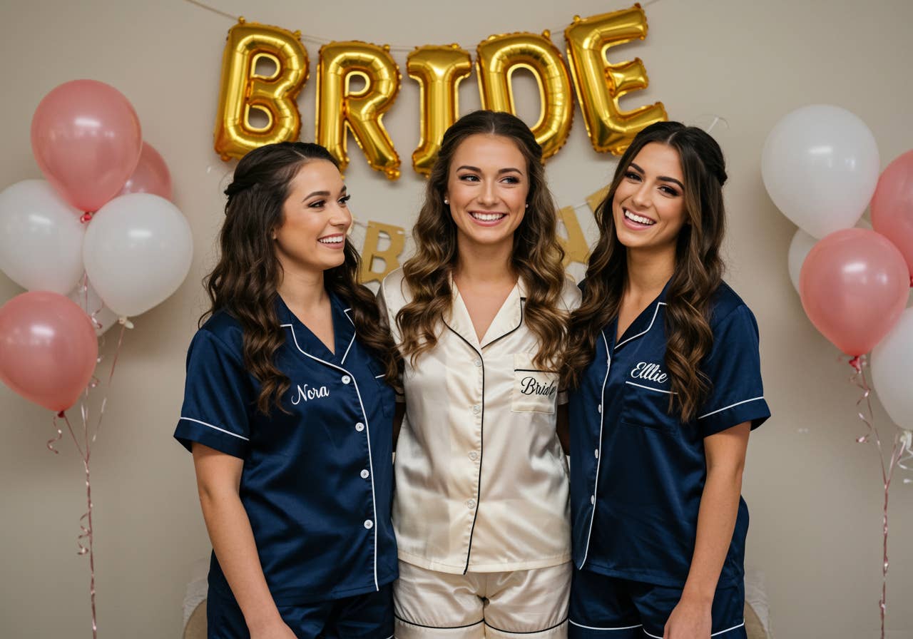 The Blissful - Wholesale Sleepwear Set - Women's - Personalized Satin Pjs Set for Bride & Bridesmaids