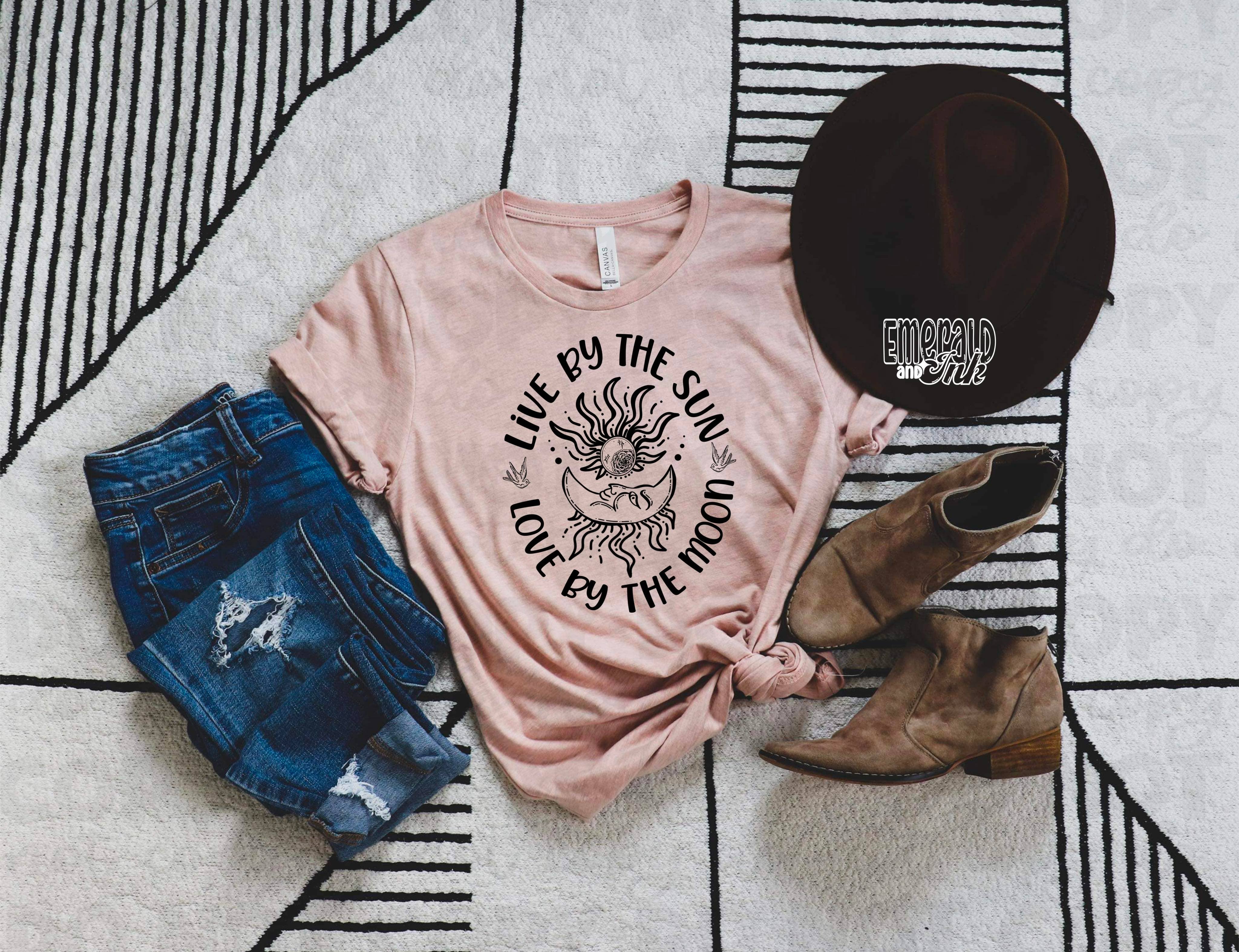 Wholesale Live By The Sun, Love By The Moon - screen print transfer for