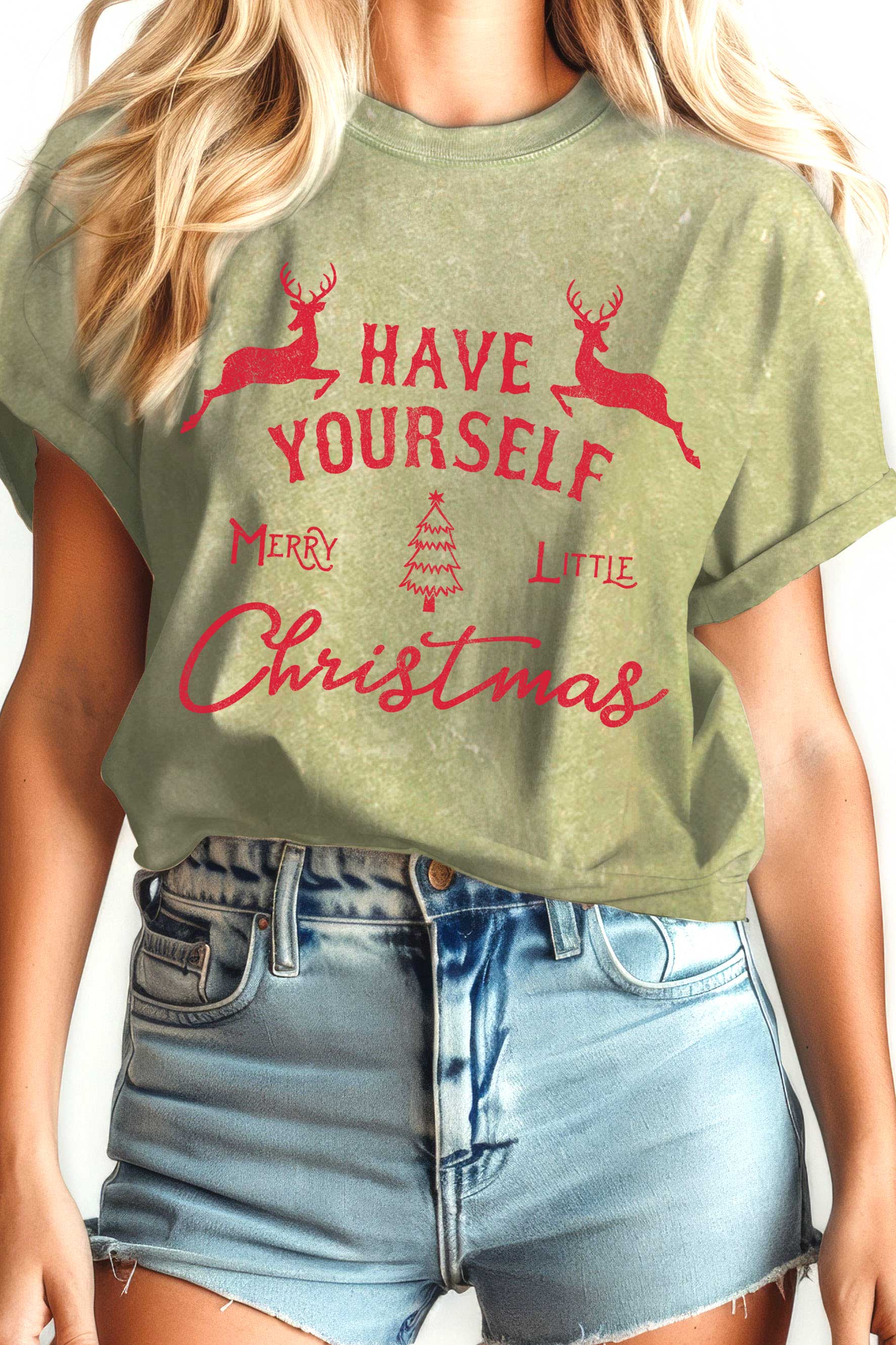 Rustee Clothing - Wholesale Screen Printed T-Shirt - Women's - MERRY LITTLE CHRISTMAS DEERS MINERAL GRAPHIC TSHIRTS8