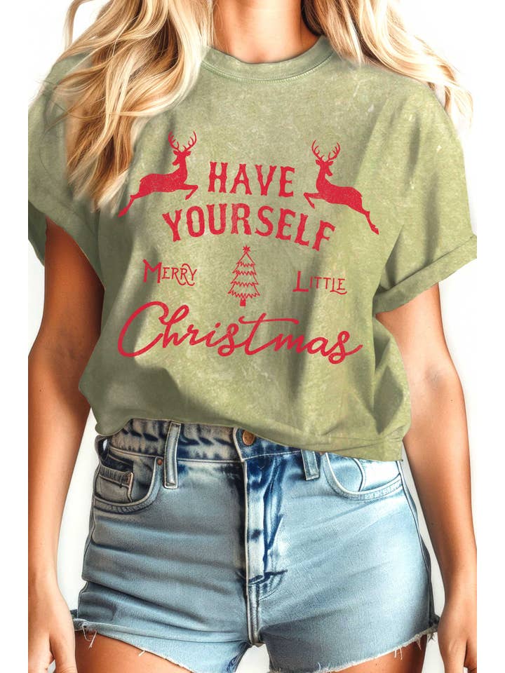 Rustee Clothing - Wholesale Screen Printed T-Shirt - Women's - MERRY LITTLE CHRISTMAS DEERS MINERAL GRAPHIC TSHIRTS8