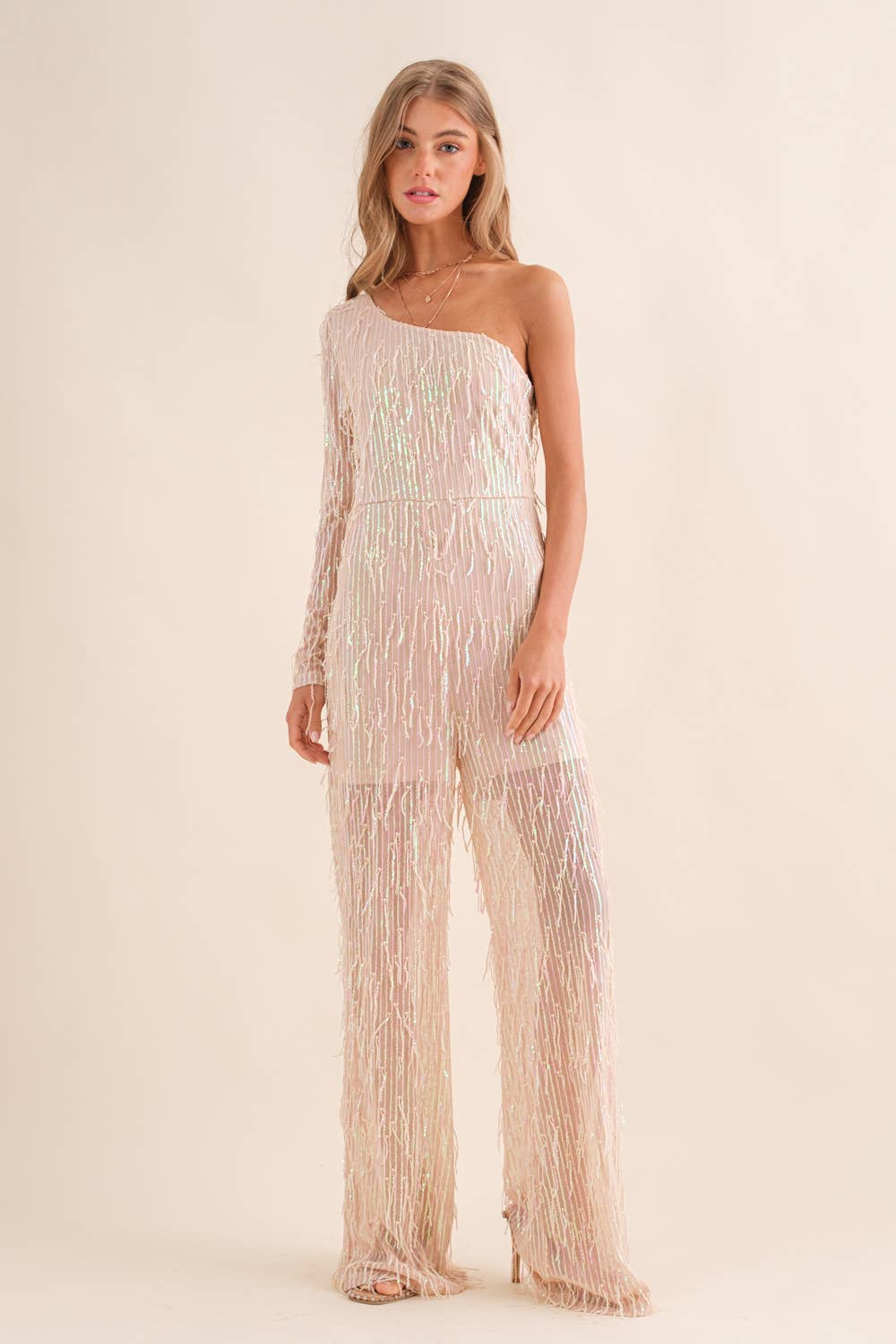 Blue B - Wholesale Jumpsuit - Women's - 34015R - Sequin Fringe Embellish One Shoulder Jumpsuit4