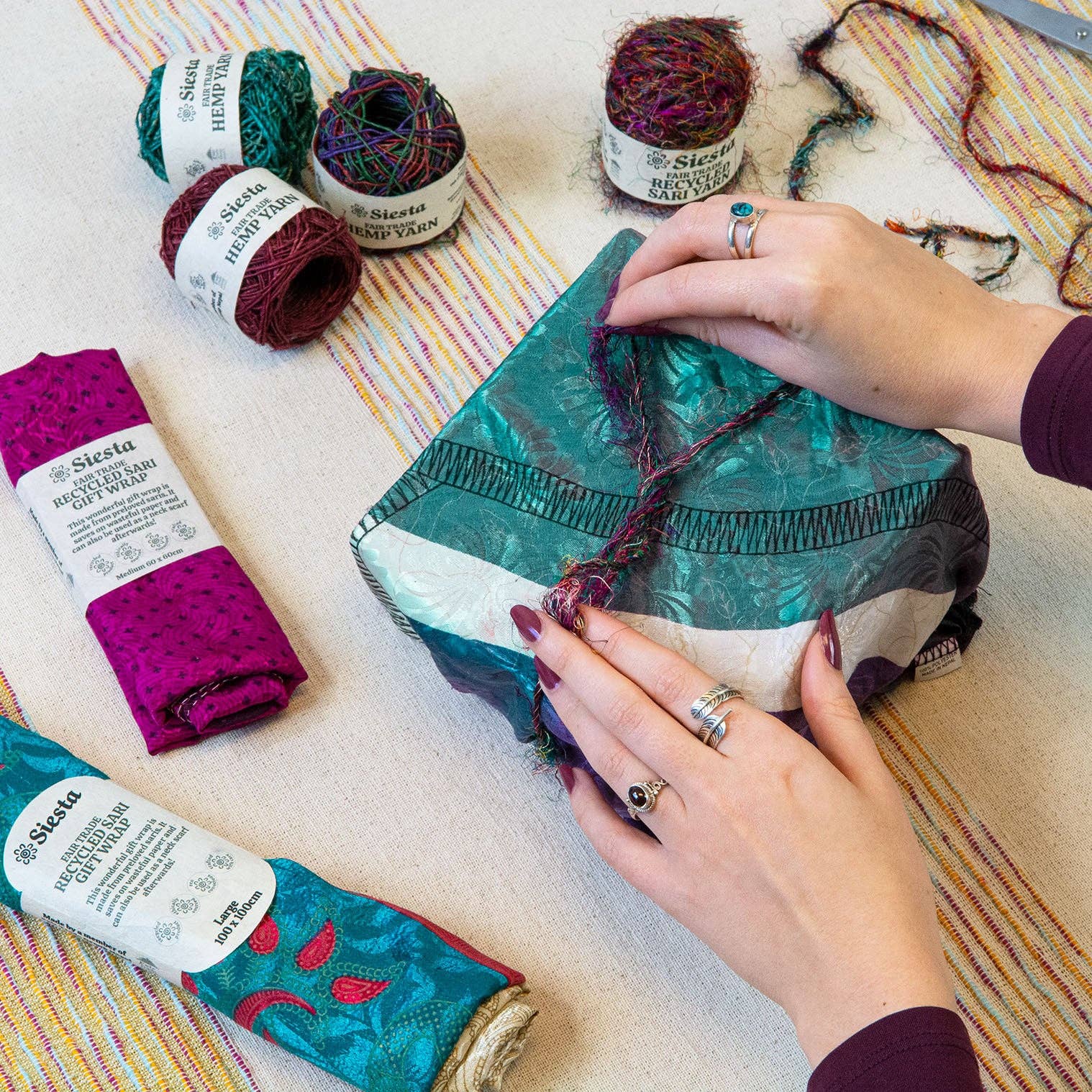 Siesta - Wholesale Flat Wrap - Nepalese Recycled Sari Gift Wrap2