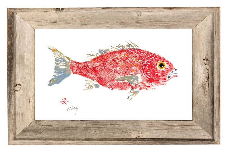 Fish Aye Trading - Wholesale Art Print - Red Snapper Driftwood Framed 12x18 Print | Ocean-Inspired0