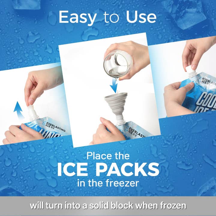 Everlasting Ice RX - Wholesale Ice-pack - Herbruikbare ijspakken voor koelbox (4 stuks) Diepvriespakketten tot 48 uur voor koelers en lunchboxen | 10 x 10 inch | Koelijspakken voor kamperen, vissen, strand, roadtrips5