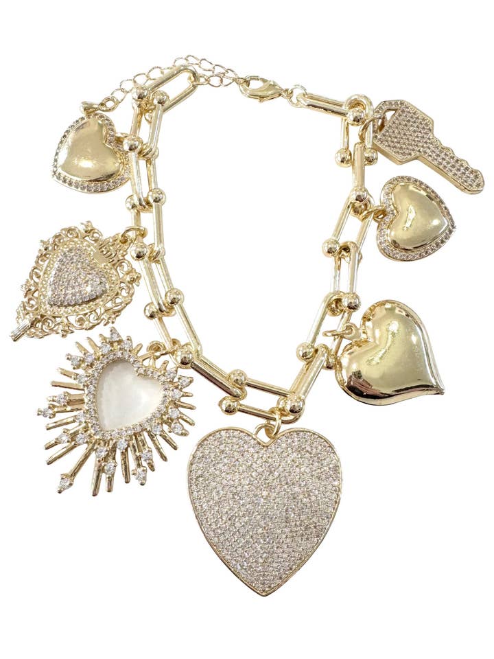 Pulseira com Pendente Coração Finley por atacado de Gemelli