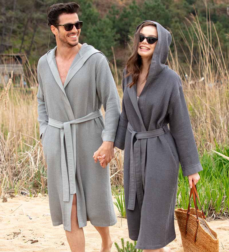 SEYANTE - Wholesale Robe - Men's - Men's Hooded Turkish Cotton Waffle Robe13