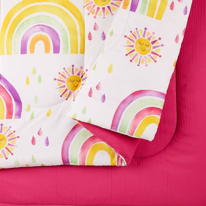 PINK Rainbows & Suns Comforter Set (2pc/3pc) by Urban Playground for wholesale on Faire7